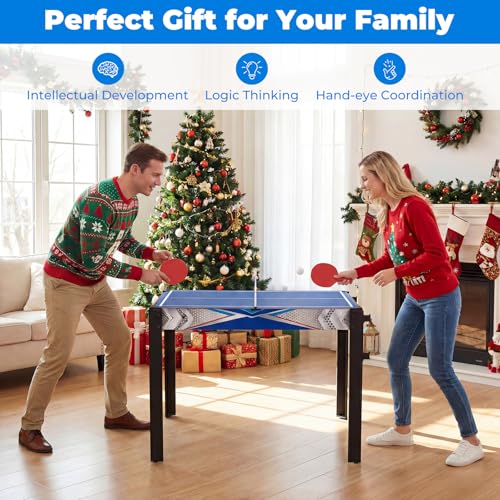 Goplus 6-in-1 Multi Game Table, Combo Game Table w/Basketball, Billiards, Ping Pong, Hockey, Shuffleboard, Bowling, Adults Space Saving Combination Game Table Set for Party, Game Room, Arcade