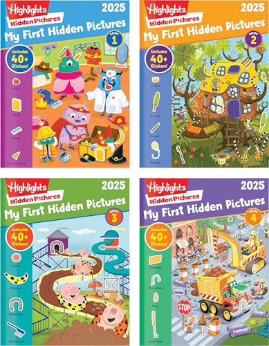 Highlights My First Hidden Pictures 2025 Activity Books for Kids Ages 3-6, 4-Book Set of Travel-Friendly Screen Free Seek and Find Fun with Stickers