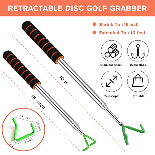 Disc Golf Retriever, Multifunctional Telescopic Accessory Extends to 10 ft with Easy Carry Bag, Starter Kits with Premium Accessories