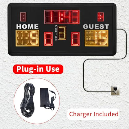 Large Electronic Scoreboard, Basketball Scoreboard with Timer, Digital Scoreboard with Remote, Score Keeper with Buzzer