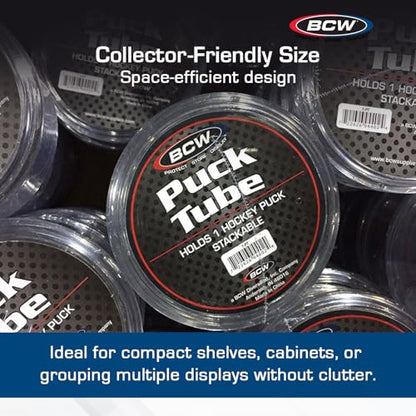 BCW Hockey Puck Tube Display Case - 1 ct - Crystal Clear, Stackable & Snug Fit
