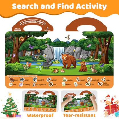 Search and Find Activity Books for Kids Ages 3-5, Toddler Toys Travel Game Busy Book for Car Airplane Road Trip, Preschool Learning Activities, Educational Seek Activity Christmas Birthday Gifts - color: Muiti