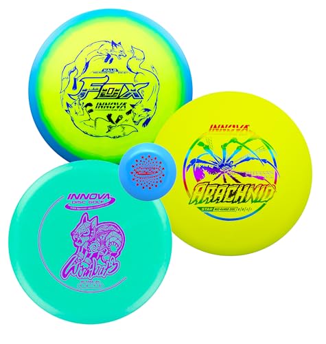 Innova Disc Golf Beginner Starter Set (3 Pack) - Mid-Range Discs | Halo Star, Star & DX Mid-Range Discs - Fox, Arachnid, Wombat3 - Easy to Throw, Straight Flying Beginner Disc Golf Set