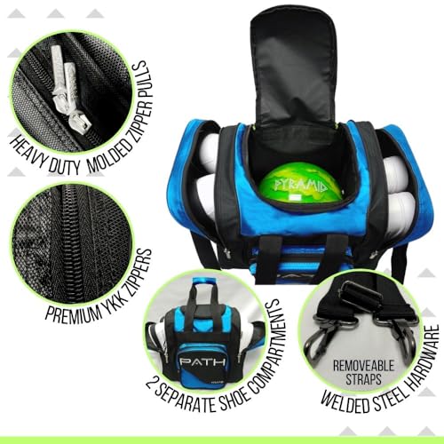 Pyramid Path Pro Deluxe Single Bowling Ball Tote - Holds One Ball, One Pair Shoes Up to Mens 15 - color: Asgard Blue