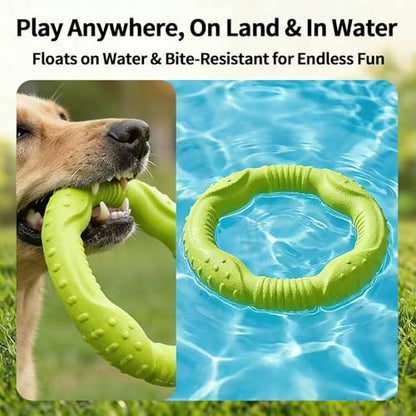 LaRoo Dog Ring Toy, Durable Soft Flying Disc for Throwing Catching Grabbing, Water Floating Dog Training Fetch Ring for Medium Large Breeds, Outdoor (Green/11.8Inch) - color: Green-L