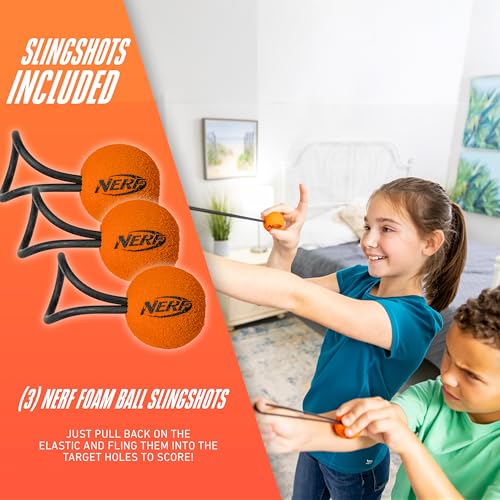NERF Slingshot Shooting Target - Fling n' Score Inflatable Foam Ball Slingshot Target Game - Over the Door Toss Game for Kids - 24"