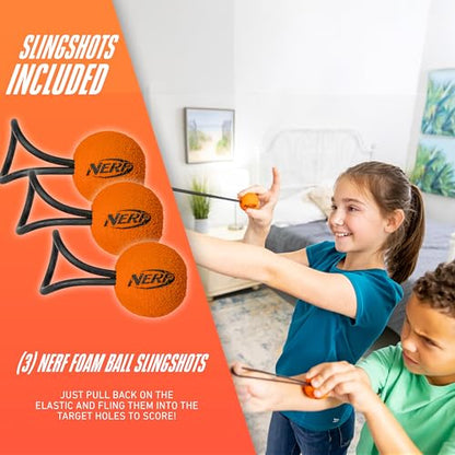 NERF Slingshot Shooting Target - Fling n' Score Inflatable Foam Ball Slingshot Target Game - Over the Door Toss Game for Kids - 24"
