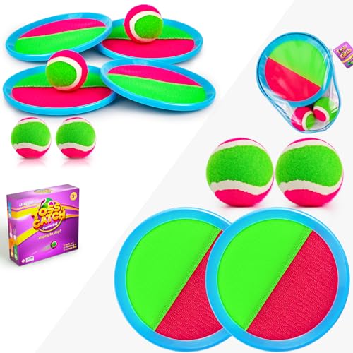 Toss and Catch Ball Set Kids Toys, Beach Toys, Yard Games, Outdoor Toys for Kids Ages 3-12, Upgraded Camping Games Paddle Ball Games for Kids, Adults and Family