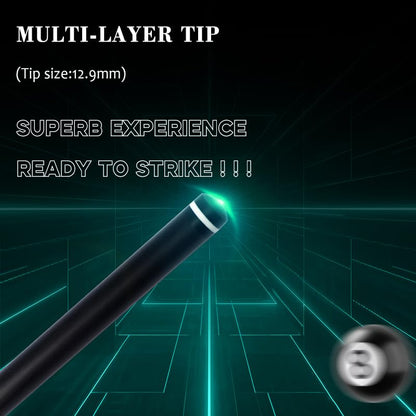 100% Carbon Fiber Shaft Billiard Cue 58" 19-21oz 1/2 Joint Carbon Fiber Pool Cue Stick 12.9mm Cue Tip - color: Green