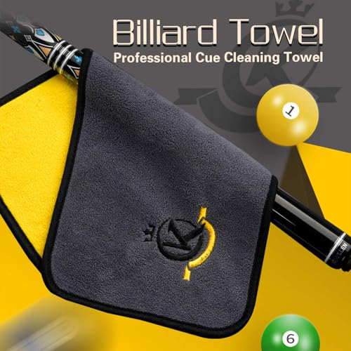 KONLLEN Billiards Billiard cue Towel - 100% Cotton Black 8-Ball Pool Cue Clean Towel Maintenance Accessories Cleaning Set Shaft Wax + Cleaning Powder + - color: Yellow