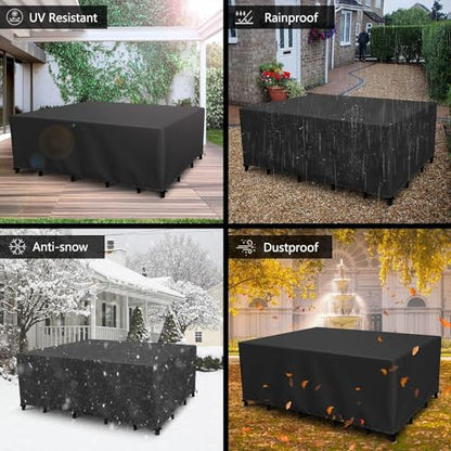Patio Furniture Covers Outdoor Table Cover Waterproof Rectangular Patio Dining Table Cover Wind Dust Proof Anti-UV Garden Sectional Couch-Cover Table and Chair Set Covers 80"L x 40"W x 29"H Black - color: Standard Size, size: 0 80"L x 40"W x 29"H