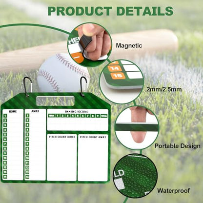 Magnetic Baseball Lineup Board, Dry Erase Coach Lineup Board, Baseball Coaching Board for Dugout, Baseball Clipboard for Coaches with 40 Lineup Cards, Baseball Coaching Accessories - style: Baseball Board