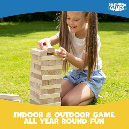 Giant Stack 'N' Fall - Classic Wooden Block Game, Indoor & Outdoor Play, Travel Bag, Party-Table-Backyard Activity, Family Age 3+ - style: Stack 'N' Fall