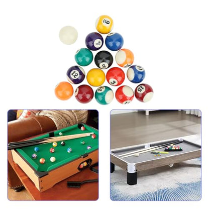 Joyzan Mini Pool Balls, Small Size Billiard Table Ball Set American Style Pool Cue Balls Complete 16 Professional Resin Full Toy kit Accessories 1.5in Replacement Family Game Sports Children Kids