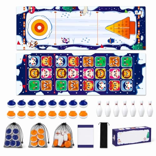 predolo Tabletop Games Set, Indoor Bowling Game, Portable Shuffleboard & Mini Games, Enjoyment