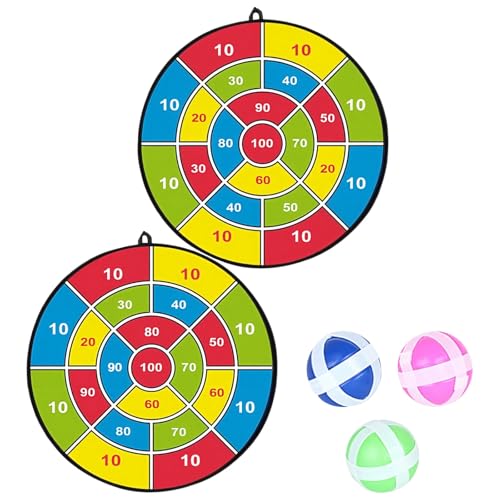 Youth Dart Board, 14.2 in / 36 cm Large Size with 3 Sticky Balls, Indoor Outdoor Game Toy, Safe Flannel Surface, Numbered Design, Birthday Gift for Kids