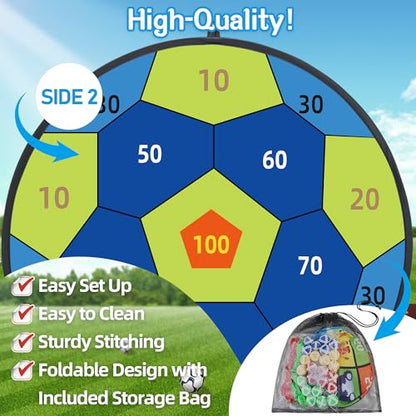 HELLO PAPAYA 29" Large Dart Board for Kids,with 24 Sticky Balls+12 Sticky Darts,Indoor/Sport Outdoor Fun Party Play Game Toys,Birthday for 3 4 5 6 7 8 9 10 11 12 Year Old Boys Girls - style: 2in1-Purple 100 Scores Target With 24 balls 12 darts