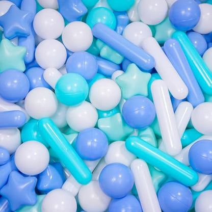 MoonxHome Ball Pit Balls for Toddlers, BPA Free Crush Proof Plastic Toy Balls for Ball Pit, Children's Pool Water Toys, Macaron Ocean Balls for Play Tent 2.15 Inch Pack of 100 200 500 800 1000 - color: Star Rod white&green&blue