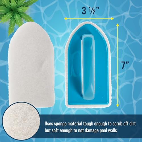 U.S. Pool Supply Hand-Held Pool Scrub Brush, 2 Pack - Surface Scrubbing Scouring Sponge Pad - Clean Pool Tile & Grout, Walls, Vinyl Liners, Spas - Cleaning Scrubber Stains, Kitchen Bathroom Tub Shower - size: 3x7