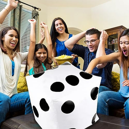 CCINEE 20 Inch Jumbo Inflatable Dice,White and Black Giant Inflatable Dice for Indoor Outdoor Broad Game Ludo and Pool Party Decoration,1 Pcs - size: 1 Pcs
