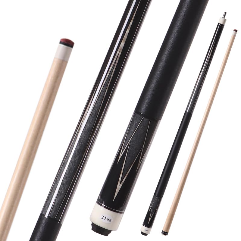 58 inch Canadian Maple Pool Cue Stick 19/20/21 Ounces Available, 13mm Fiber Leather Tip Billiard Cue, Irish Linen Wrap Cues for Beginner, Commercial and Home Entertainment - color: 01