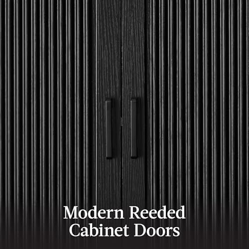 Best Choice Products 72" Tall Arched Pantry Cabinet w/Reeded Doors, 5-Tier Bookshelf, Armoire, Hutch, Bookcase, Storage Cabinet w/Adjustable Shelves, for Dining Room and Livingroom - Black Oak - color: Large - Black Oak