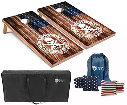Tailgating Pros American Themed Lightweight Corn Hole Board Set w/Bean Bags and Carrying Case - 4'x2' Cornhole Toss - color: 2nd Amendment