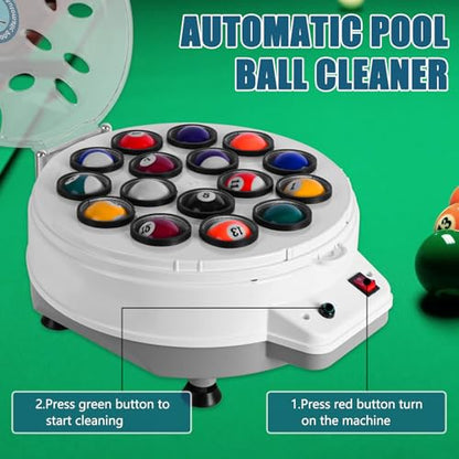 Pool Ball Cleaner,110V Automatic Billiard Ball Cleaner,Pool Ball Cleaner Machine,Electronic Pool Balls Polishing for 16 Billiard and Snooker Balls