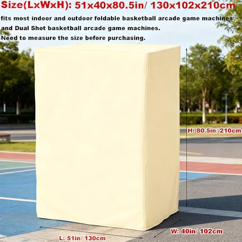 Arcade Basketball Game Cover Waterproof Home Dual Shot Electronic Basketball Arcade Hoop Game Covers for Indoor Outdoor 51x40x80.5in Beige