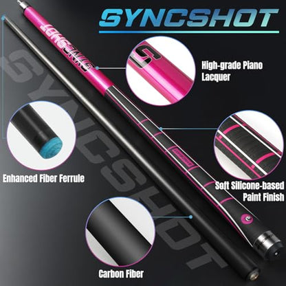 Carbon Fiber Pool Cue Stick 58" Professional Pool Sticks for Adults Full Carbon Technology Tacos De Billiar Low Deflection Billiard Pool Table Cues 3 Colors Available - color: Rose Red-H1