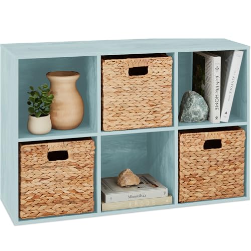 Best Choice Products Kids Bookcase 6-Cube Storage Organizer, 11in Shelf Opening, Bookshelf, Toy Storage, Customizable w/ 3 Removable Back Panels – Light Blue - color: Light Blue, size: 6-Cube, 11in Shelf Opening