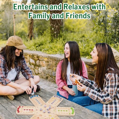 WodGod Original Marble Board Game Set, Portable Wooden Tabletop Game with 30 Marbles and 7 Dice for Family Party Nights (2-6 Players)