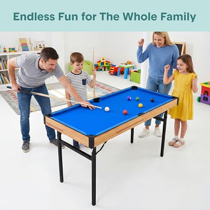 SereneLife 4 in 1 Multi Game Table, 4’x2’ Folding Portable Sports Arcade Games with Accessories, Ping Pong, Air Hockey, Pool Billiards, and Shuffleboard, for Indoor, Outdoor, All Ages