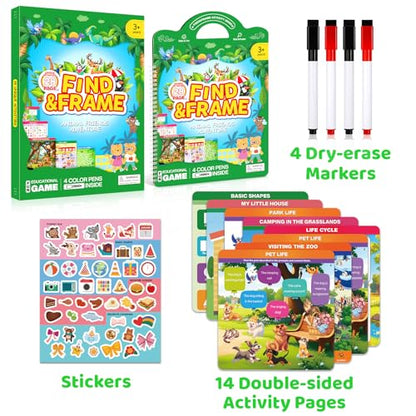 Search and Find Activity Books for Kids Ages 3-5, Toddler Toys Travel Games, Kids Busy Book for Car Airplane Road Trip Essentials, Perfect Easter Christmas Birthday Gift, Preschool Learning Activities - color: Green