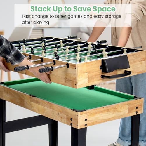 KOTEK 10 in 1 Game Table, Stackable Multi Game Table with Hockey, Pool, Table Tennis, Bowling, Shuffleboard, Foosball & 4 Board Games, Easy Assembly for Home, Club, Family Game Night