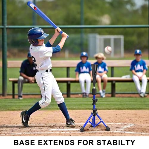 BaseGoal Baseball Tee for Kids,Youth Stand Set,Teeball Set,Youth Baseball,Softball Batting Tee Set,Easy Adjustable Height - style: Blue-b