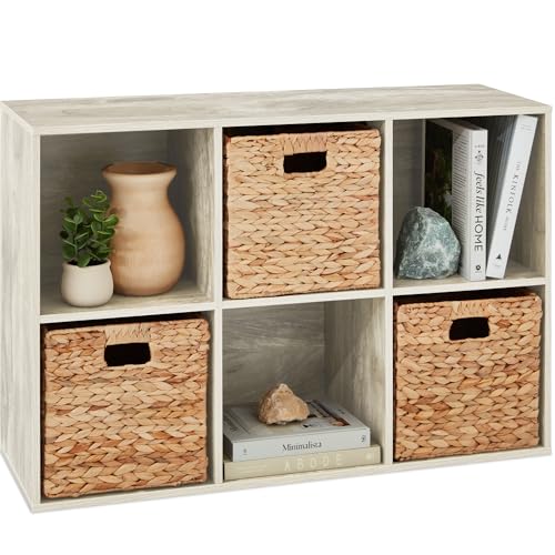 Best Choice Products 6-Cube Storage Organizer, 13.5in Shelf Opening, Bookcase, Display Shelf, Customizable w/ 3 Removable Back Panels – Whitewash - color: Whitewash, size: 6-Cube, 13.5in Shelf Opening