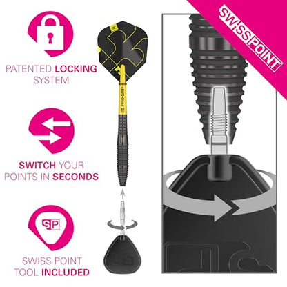 Target Darts Bolide Void 90% Tungsten Dart Set, Steel Tip Swiss Point Darts | 21G/22G/23G/24G/25G/25G | Professional Darts Sets, Black Darts, Swiss Point Tool Included - size: 22G, style: Barrel 05
