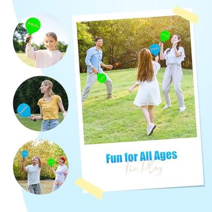 TEILLNET Paddle Ball Set, Outdoor Games for Adults and Family, Badminton Sets for Backyards Yard Game with 4 Rackets 4 Balls 8 Birdies, Beach Toys Pool Lawn Outside Park Camping Family Games Gifts - color: Beach Paddle Ball Set