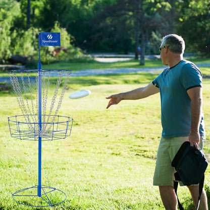 SpeedArmis Portable Disc Golf Targets - Heavy Duty 12 Double Steel Chains, Professional Disc Golf Basket, Includes 3pcs Discs