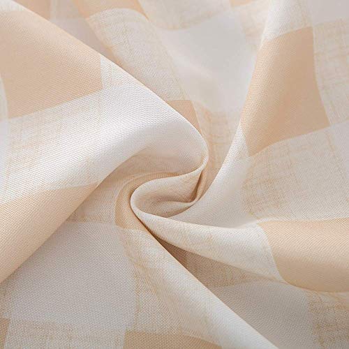 Melaluxe Spring/Summer Wrinkle-Free Waterproof Outdoor Tablecloth with Umbrella Hole and Zipper, Beige Checkered, 60 Inch Square - color: Beige Checkered, size: 60" x 60" (Square)