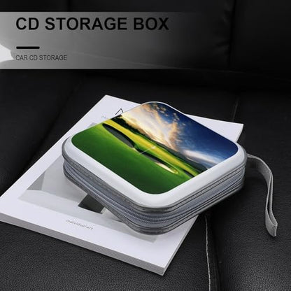 Golf Course CD Case Holder Hard Plastic DVD Disc Storage Case Holder DVDs Wallet Holders with Zipper Disc Cases Storage Binder CD/DVD Case Wallet for Car Home Office Travel