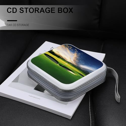 Golf Course CD Case 40 Capacity DVD Case with Zipper Disc Storage Organizer Portable CD Holder Storage Hard Plastic DVD Wallet Holder Organizer for Home Car Travel