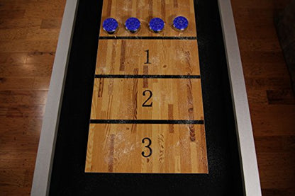 Atomic 9’ LED Shuffleboard Tables with Poly-Coated Playing Surface for Smooth, Fast Puck Action and Pedestal Legs with Levelers for Optimum Stability and Level Play