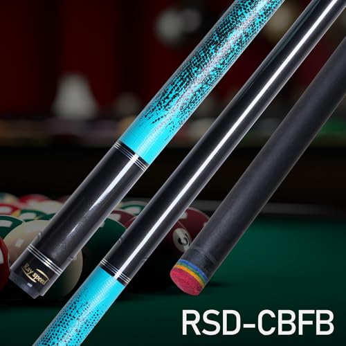 Carbon Fiber Pool Cue Stick 12.5mm Rainbow Tip Low Deflection Pool Stick with Uni-loc Pin Joint and Extension Pool Stick-20 oz - color: Blue