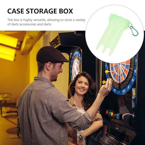 Hard Shell Dart Case Lightweight Carrying Container with Carabiner for Soft Tip Darts Storage Organizer Box Green