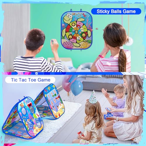 RIEYON 5-in-1Bean Bag Toss Game for Kids, Cornhole Board Toddler Toys for Kids Party Activity and Outdoor Yard Backyard, Birthday Gift or Christmas for Aged 3 4 5 6 7 8 Year Old Boys