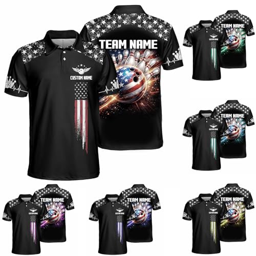 GABITA Personalized Bowling Jerseys for Men, Custom Bowling Shirts, Funny Bowling Shirts Gift for Bowler Team Player - color: A30