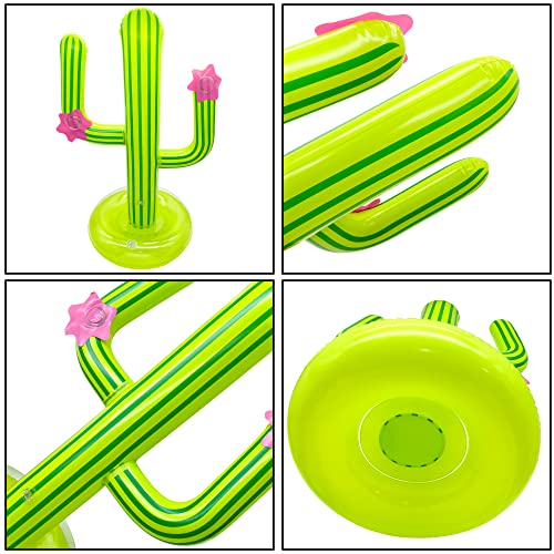 Inflatable Cactus Ring Toss Game Set with 4 Pcs Inflatable Rings - Hawaiian Pool Games Cactus for Summer Party Supplies Favors - Pool Beach Party Decoration Supplies