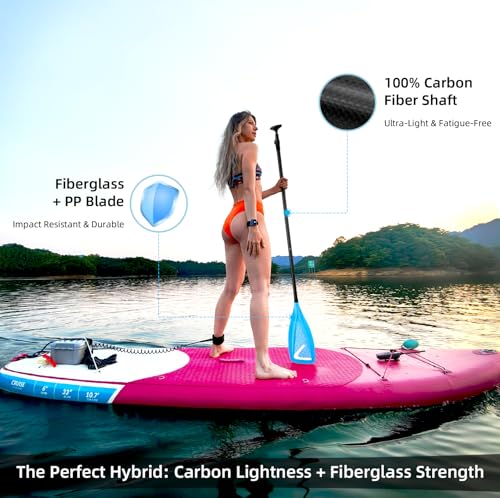 LEDONNE Carbon SUP Paddles 3 Piece Adjustable Stand Up Paddle Board Paddles Lightweight Carbon Fiber Shaft Floating Portable Paddle Oar, Blue